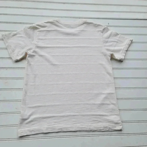 Gap Kids Cotton Poly Blend Pocket T-Shirt Off-White Ivory Striped Sz M 8 - Picture 4 of 8